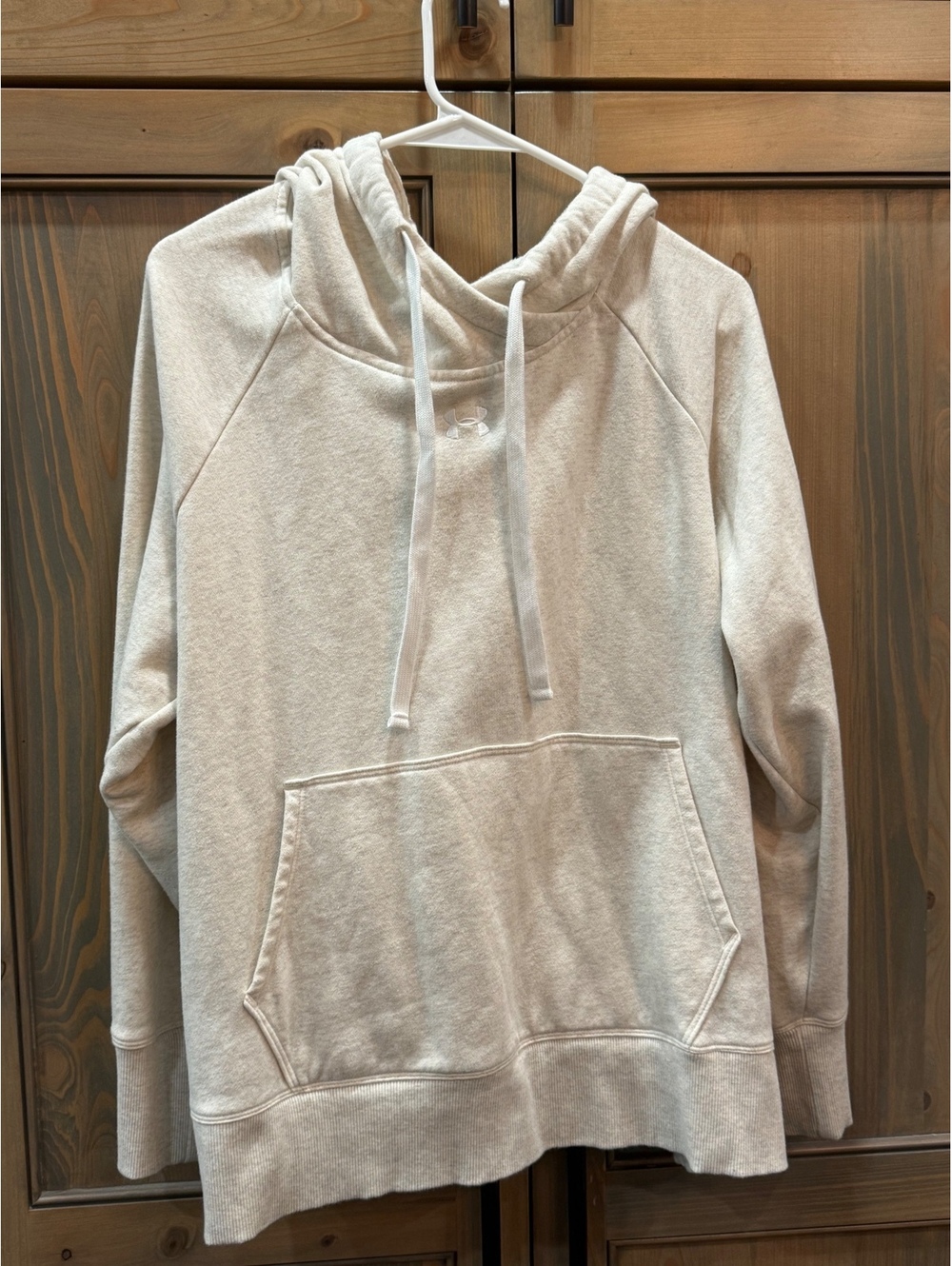Under Armour Cream Oatmeal Heather Fleece Pullover Hoodie Sweatshirt Size 1X